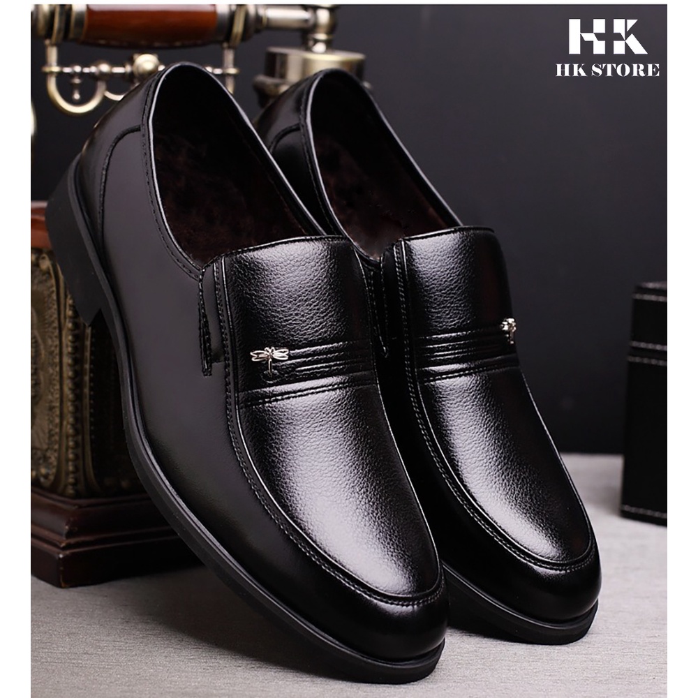 Giày nam trung niên ❤️ HK.STORE ❤️ da bò xịn thích hợp cho người trung tuổi, giày da mềm đế kếp siêu bền và chắc chân.