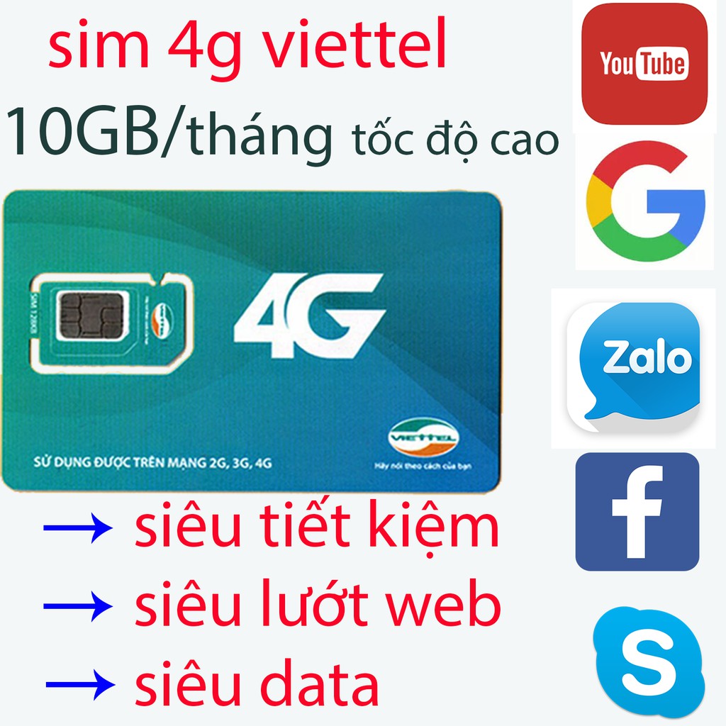 sim 4g viettel 10gb/tháng tốc độ cao