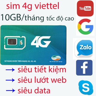 sim 4g viettel 10gb/tháng tốc độ cao