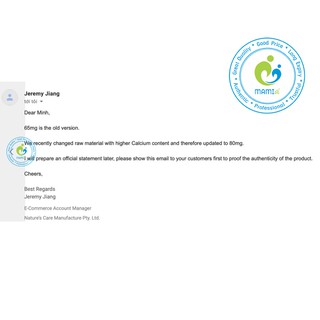 Canxi sữa (60v) bổ sung canxi và vitamin D3 cho bé từ 4 tháng tuổi Healthy Care Milk Calcium, Úc