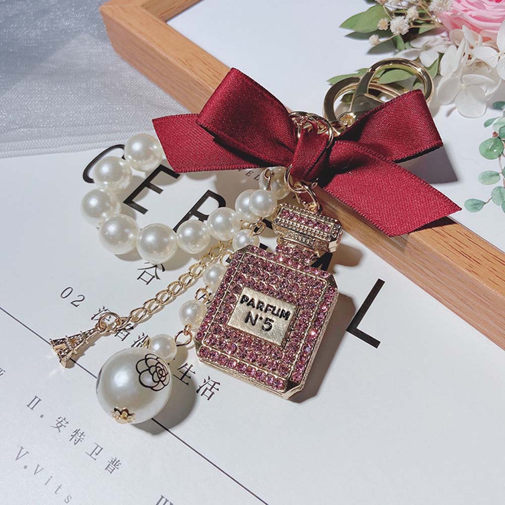 Móc Khóa Lọ Nước Hoa Đính Ngọc Trai Giả Thời Trang