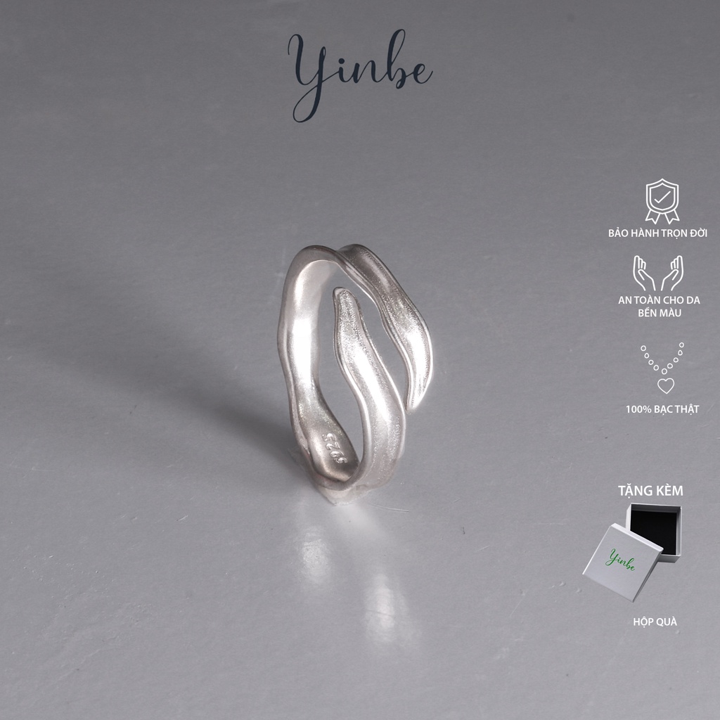 Nhẫn Bạc Trơn Nam Nữ, Nhẫn Bạc Cá Tính Lá Liễu Bản 4mm Yinbe Silver Bạc 925 Freesize YR049