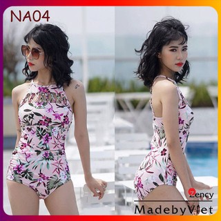 👙 Bikini, Áo tắm cổ đan chéo 1 mảnh hồng Patel Zency gợi cảm duyên dáng kín đáo, thời trang🐬, freeship 🚀 MSP :NA04