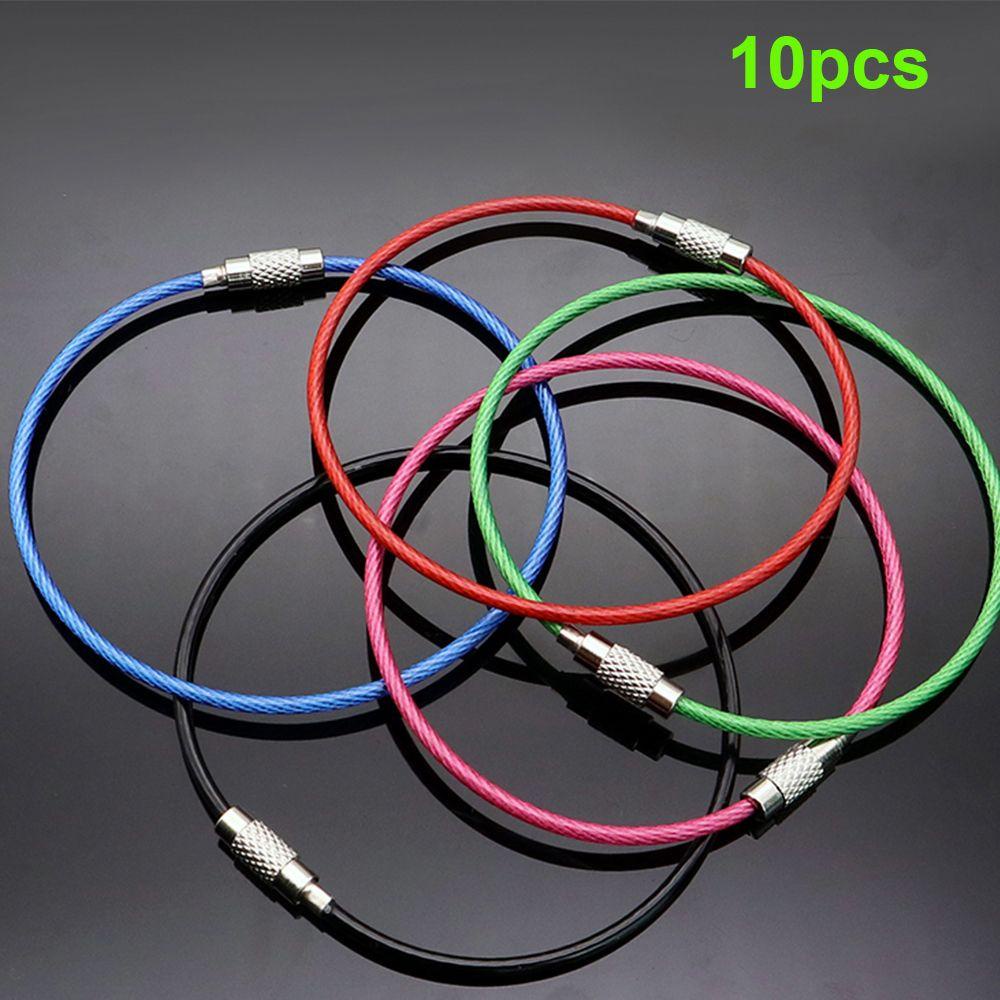 Set 10 Vòng Giữ Chìa Khóa Bằng Thép Không Gỉ Nhiều Màu Sắc Kèm Ốc Vít Tiện Dụng