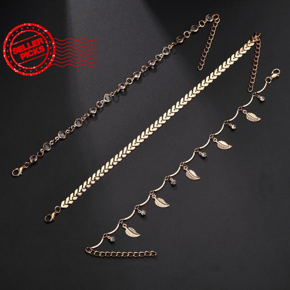 Lắc Chân Mạ Vàng/Bạc Hình Xương Cá/ Xương Cá Đính Kim Cương Cho Nữ Au K7Z0