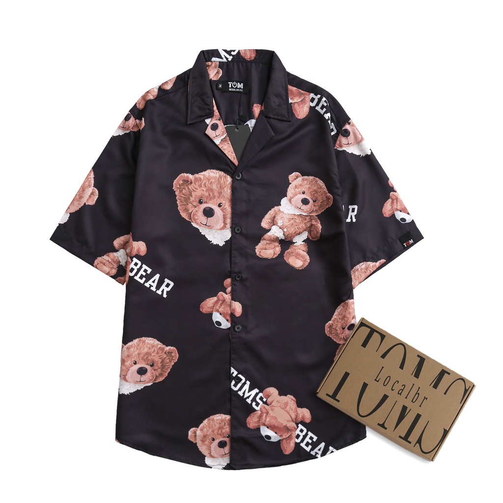 Áo Sơ Mi TOMSBEAR Nam/Nữ Fullbox, vải lụa thoáng mát, không nhăn, form regulafit, áo sơ mi tay ngắn
