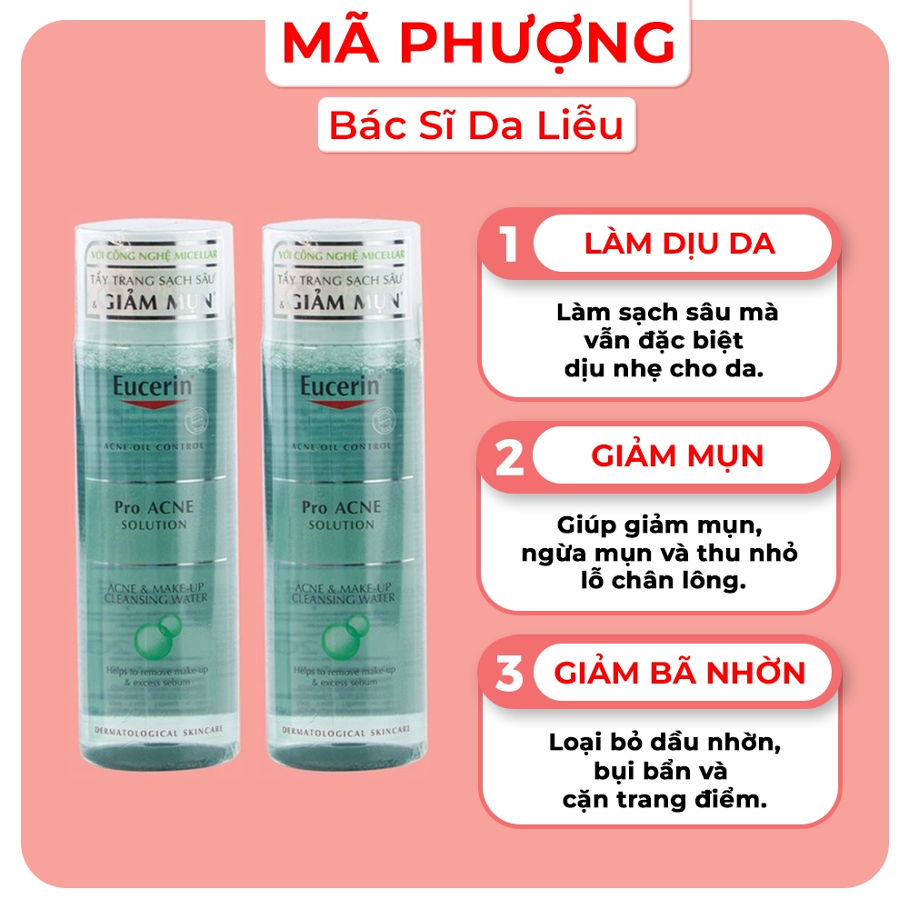 [CHÍNH HÃNG]Nước Tẩy Trang Cho Da Dầu Mụn EUCERIN ProACNE Acne&amp;Makeup Cleansing Water