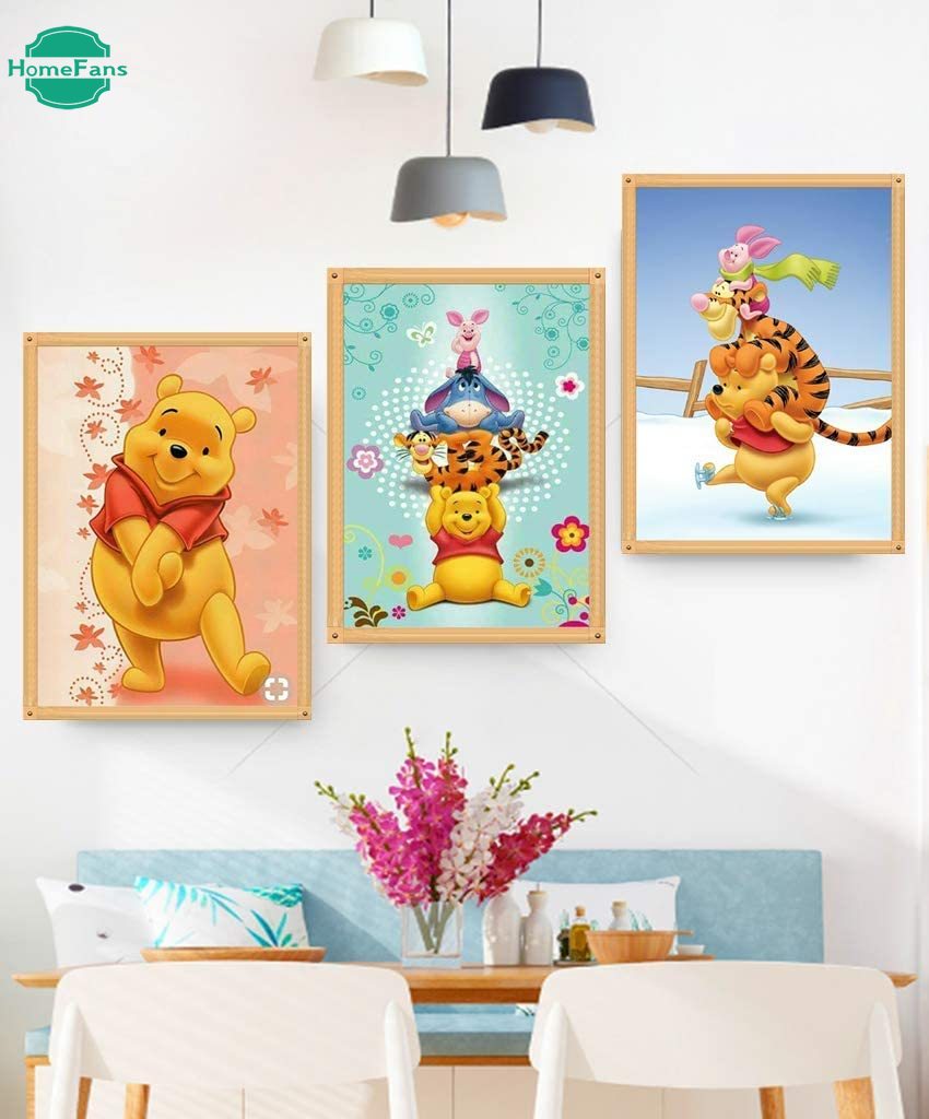 Bộ tranh đính đá 5D tự làm hình Winnie the Pooh kích thước 30x40cm