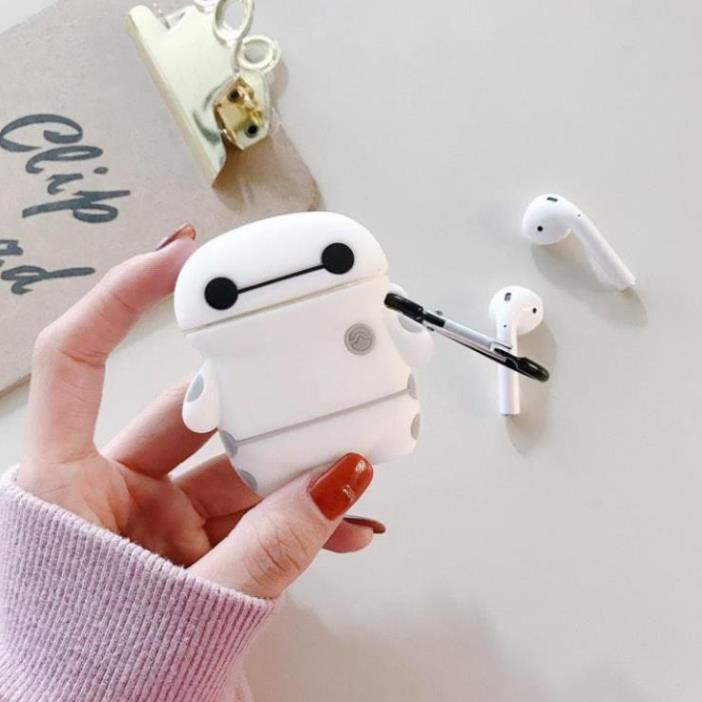 Vỏ bao đựng tại nghe airpod - Case airpod 1/ 2 Big hero Trắng chống va đập -Hồng Anh Case