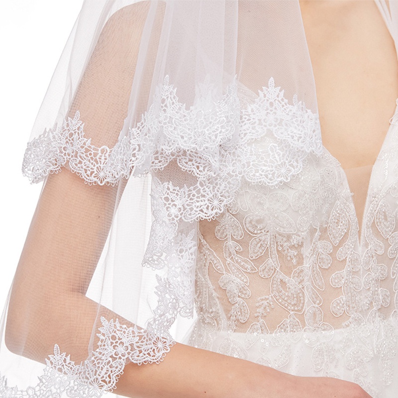 Mạng Che Mặt Phối Ren Kích Thước 60x80cm 23 62x31 49inch Cho Cô Dâu