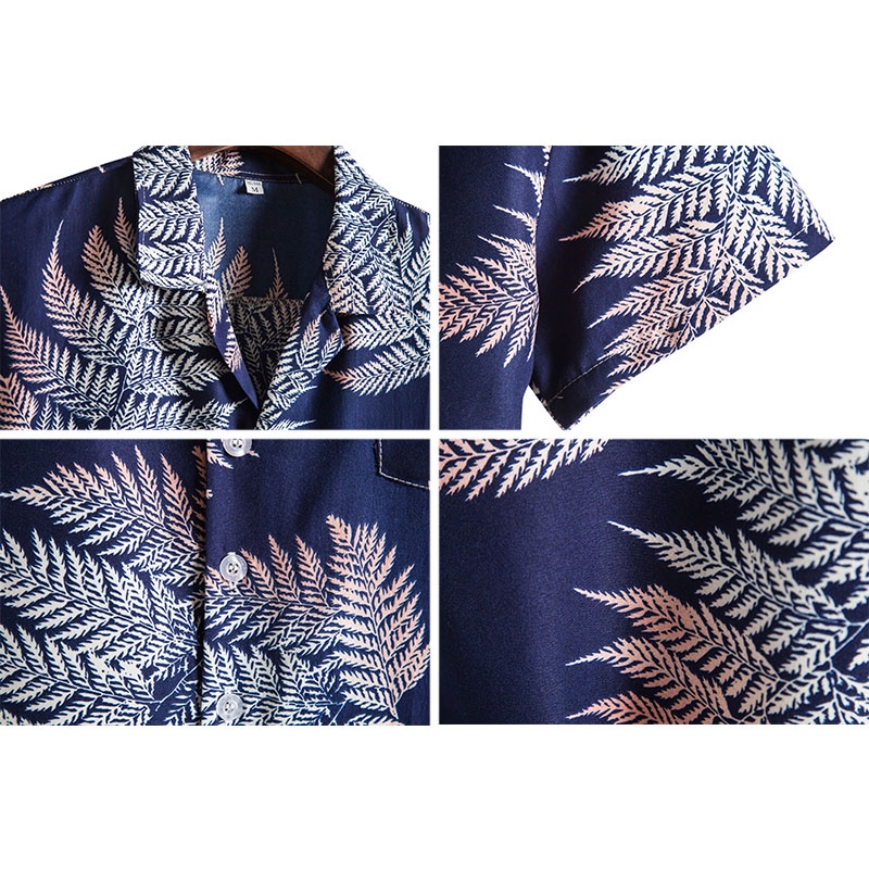 Áo Sơ Mi Tay Ngắn Dáng Rộng In Họa Tiết Hoa Phong Cách Hawaii Cổ Điển Màu Xanh Navy / Đen / Vàng / Xanh Lá Cho Nam