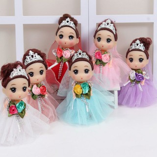 Móc khóa búp bê cô dâu chibi đội vương miện 12cm