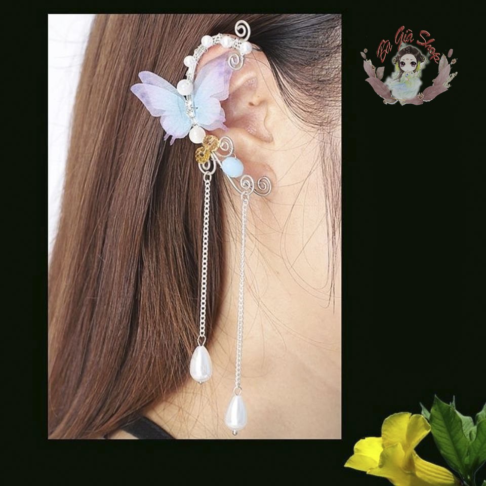 Bông tai vintage bướm xanh trang sức