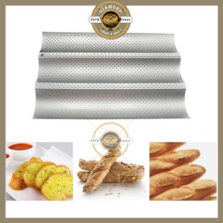 Khay Nướng Bánh Mì Pháp Baguette 3 Rãnh Chống Dính Lượn Sóng (Đột Lỗ)