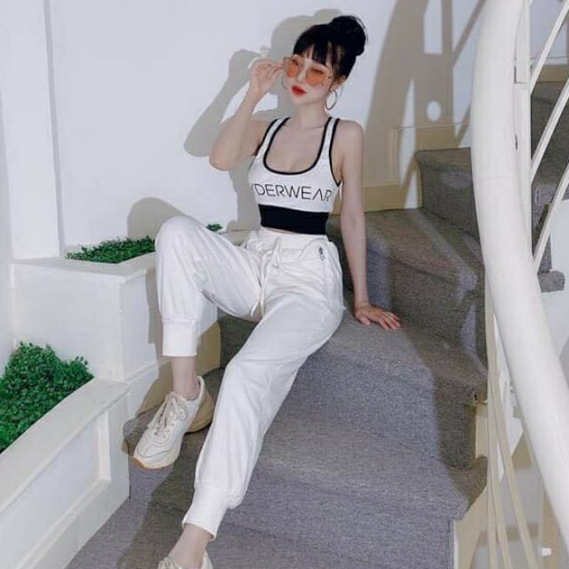 Áo thun ba lỗ croptop viền mùa hè cực hót