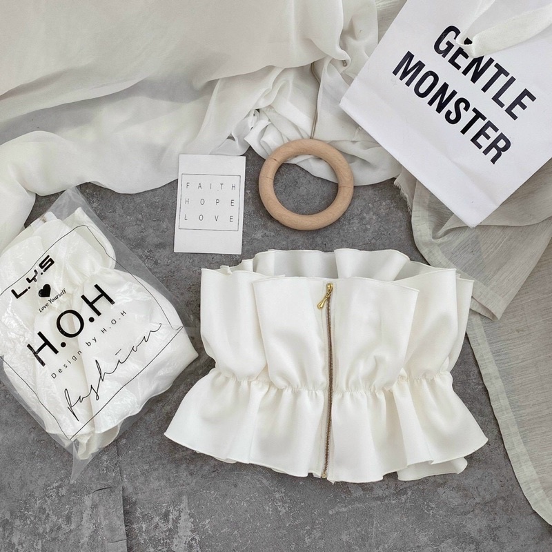 ÁO CROP TRẮNG ỐNG RÚT EO