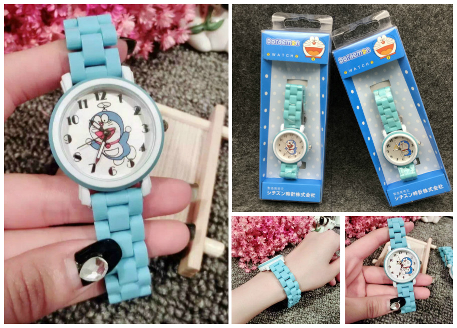 Đồng hồ đeo tay hình Doremon dây đeo bằng gốm chống thấm nước thời trang cho bé