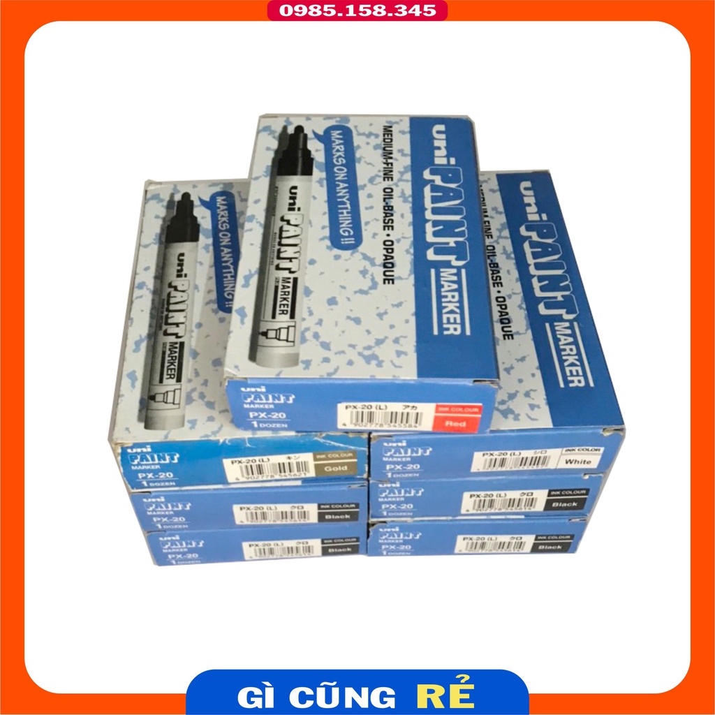 Bút sơn vẽ lốp xe nhật bản paint marker ngòi to  các màu trắng-xanh-đen-đỏ-vàng,..