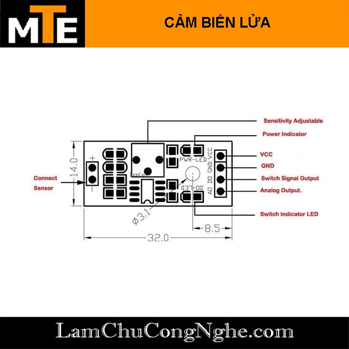 Mạch cảm biến phát hiện ngọn lửa Flame sensor - Module arduino