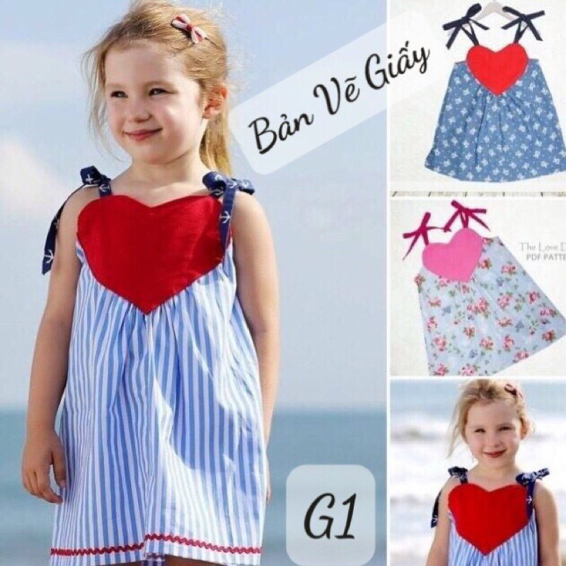 G1👗BẢN VẼ RẬP GIẤY TỰ MAY ĐẦM BÉ GÁI (Size 1-8 tuổi)