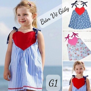 G1👗bản vẽ rập giấy tự may đầm bé gái