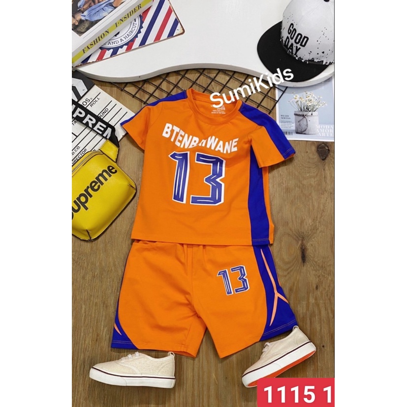 Sumikids .Bộ trai phong cách thể thao số 13 màu cam xanh10kg-55kg