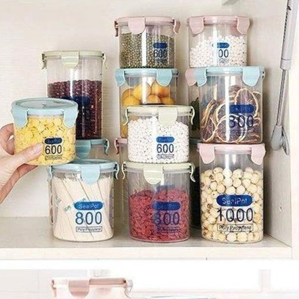 Set 3 Hộp Nhựa Tròn Đựng Thực Phẩm Để Tủ Lạnh Có Vạch Chia Định Mức SEALPOT ( 600ml-800ml-1000ml )