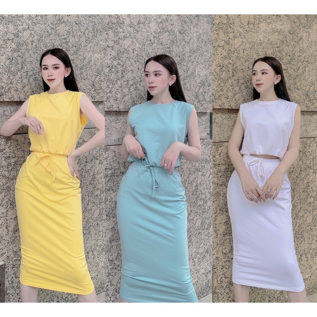 ( Ảnh thật 5 màu ) Set váy thun body form siêu đẹp