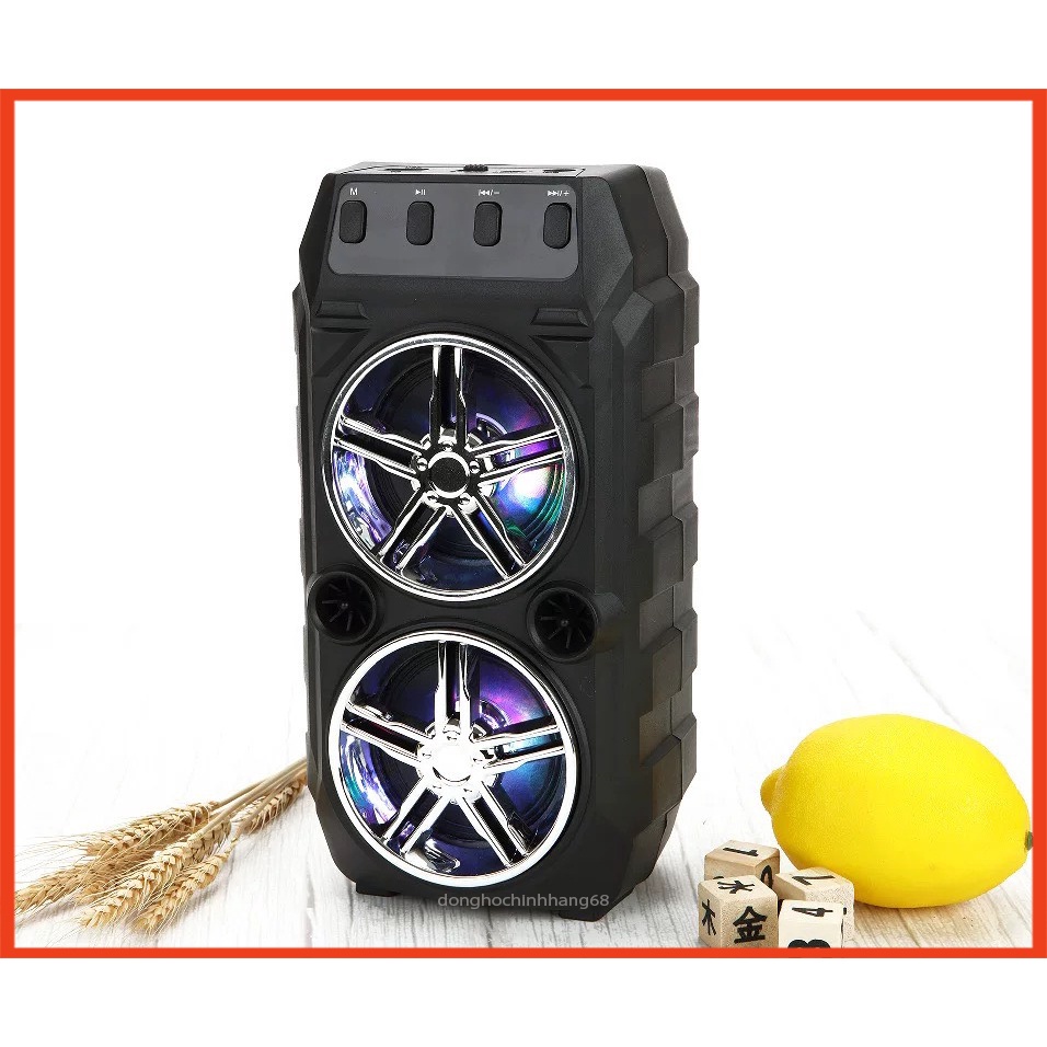 Loa Bluetooth Karaoke Mini Kèm Mic Hát Karaoke Có Dây Đèn Led Hỗ Trợ USB Và Thẻ Nhớ - Loa Kẹo Kéo Đi Phượt