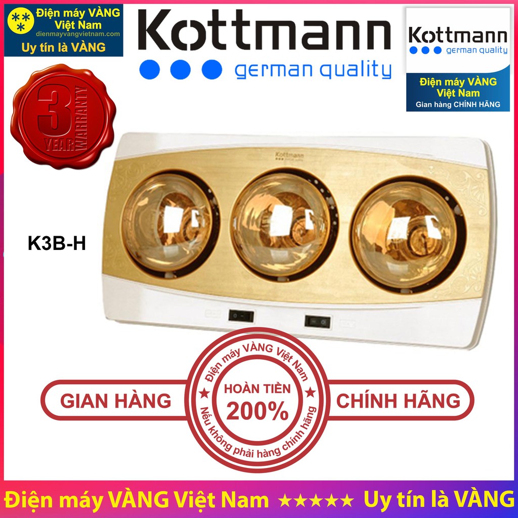 Đèn sưởi nhà tắm Kottmann K2B-H K3B-H K2B-Q K3B-Q K2B-HW-G K4B-G K9S K9R K4B-T - Hàng chính hãng