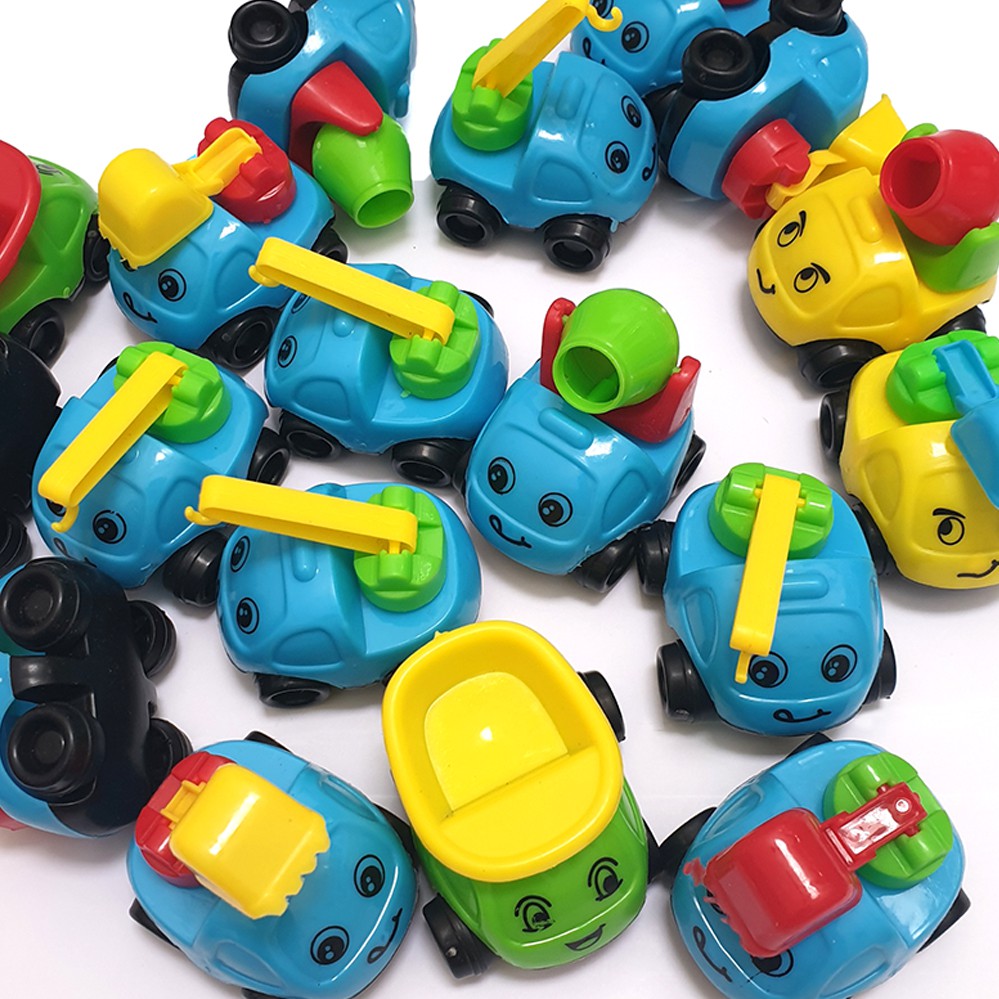 Set 8 đồ chơi xe công trình New4all Cars 5.5 cm dễ thương (Xe ben, xe bồn, xe cẩu, xe máy xúc) cho bé nhập vai vui chơi