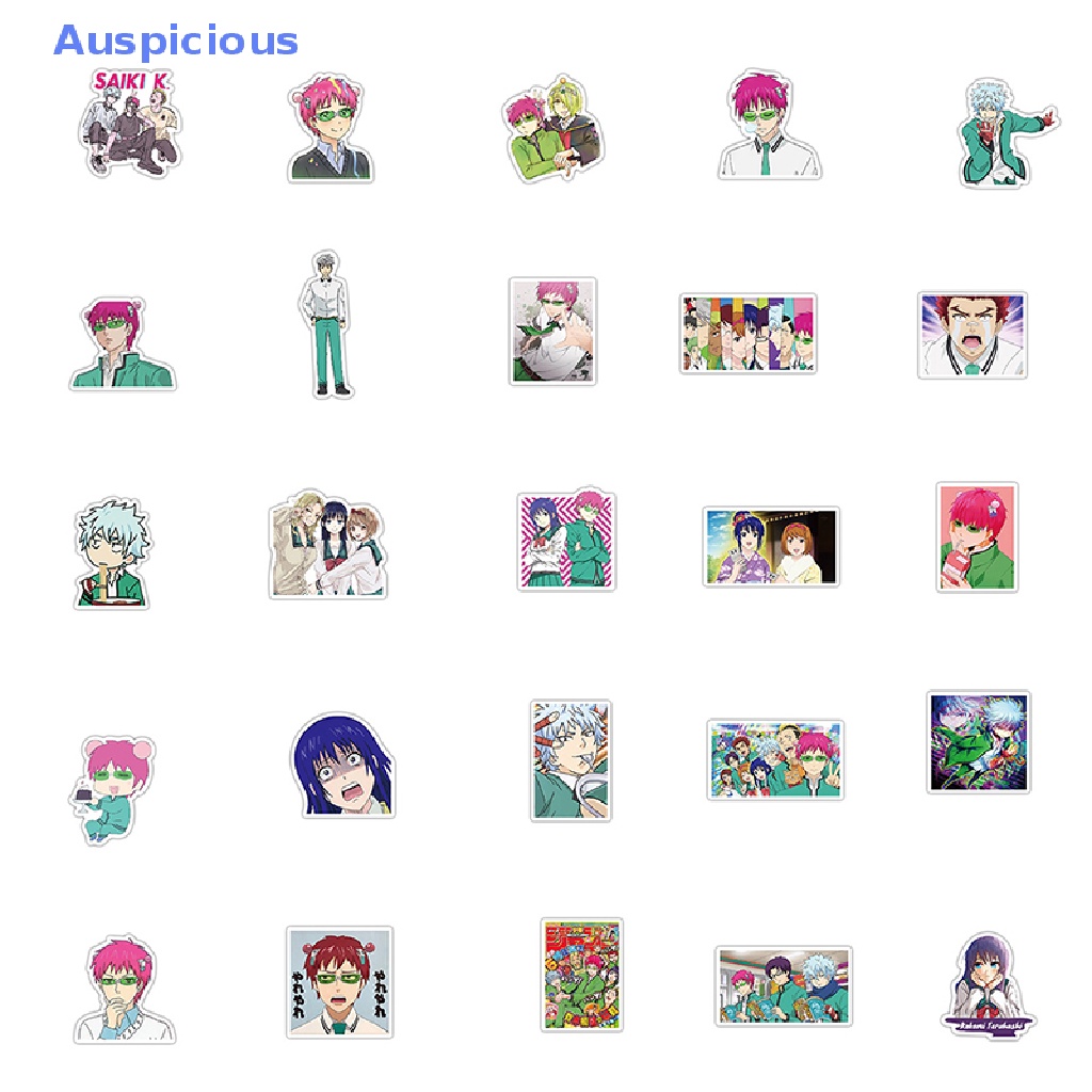 Bộ 50 Sticker Dán Laptop / Ván Trượt / Ván Trượt Họa Tiết Graffiti Saiki Kusuo no Saint-nan