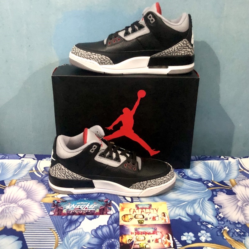 'Giày Cổ Thấp' Nike Air Jordan 3 Retro Black Cement