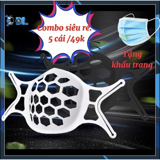 Khẩu trang 3D Đệm lót khẩu trang siêu thoáng -Silicon siêu mềm chống dính son môi combo 10 cái khẩu trang
