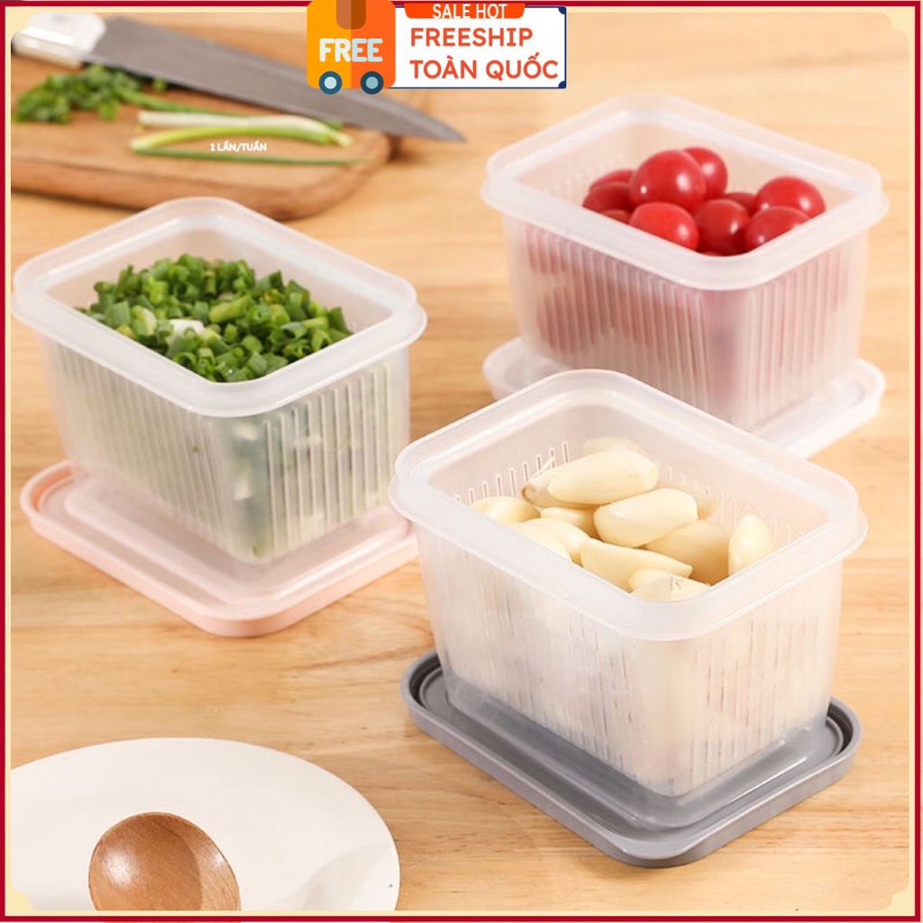 PVN31223 Hộp Đựng Thức Ăn - Hộp Bảo Quản Thực Phẩm Tủ Lạnh – Hộp Bảo Quản Có Rổ T2 .