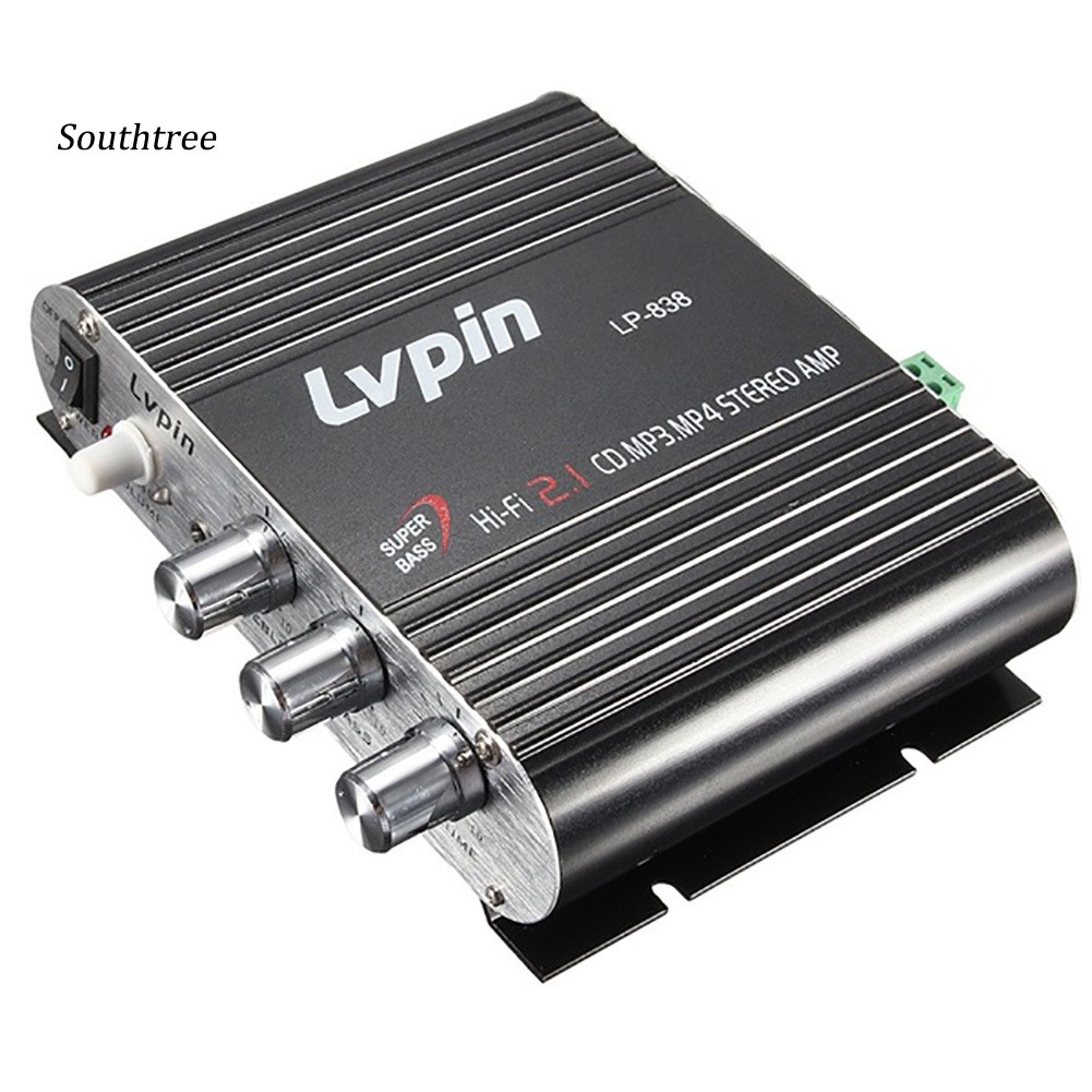Bộ Khuếch Đại Âm Thanh HiFi CD MP3 MP4 2.1 Kênh Lvpin838 12V Chuyên Dụng Cho Xe Hơi