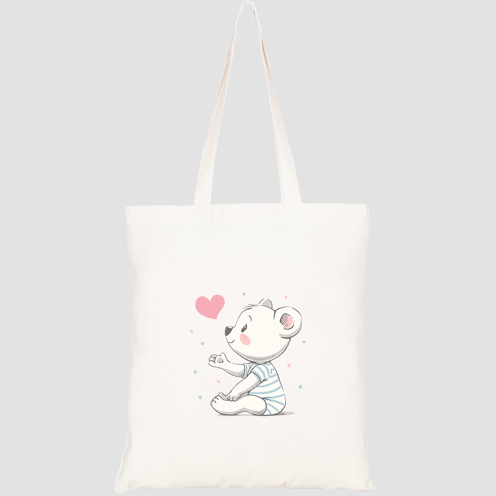 Túi vải tote canvas HTFashion in hình gấu con cute HT252