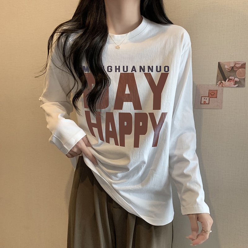 IELGY  Áo Thun cotton Dáng Rộng In Chữ Thời Trang Cho Nữ