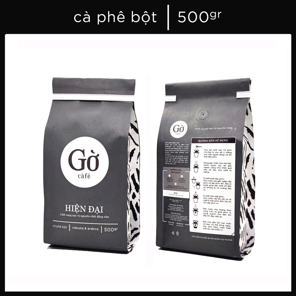 500GR- Gu HIỆN ĐẠI (đắng dịu) - Cà phê bột rang xay nguyên chất Robusta & Arabica - Gờ cafe