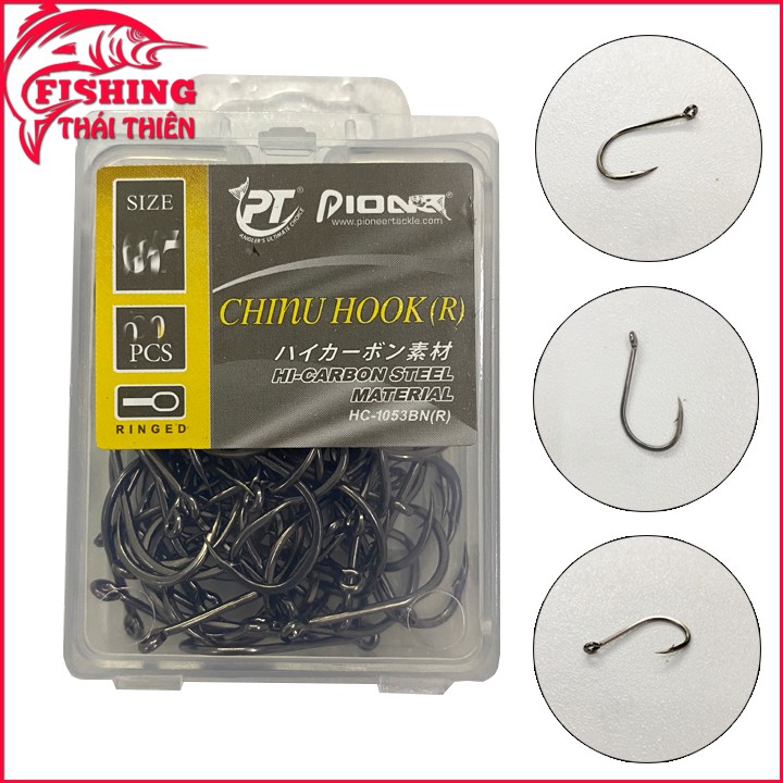 Lưỡi Câu Cá Pioner Chinu Hook  Hộp 30 Đến 100 Lưỡi