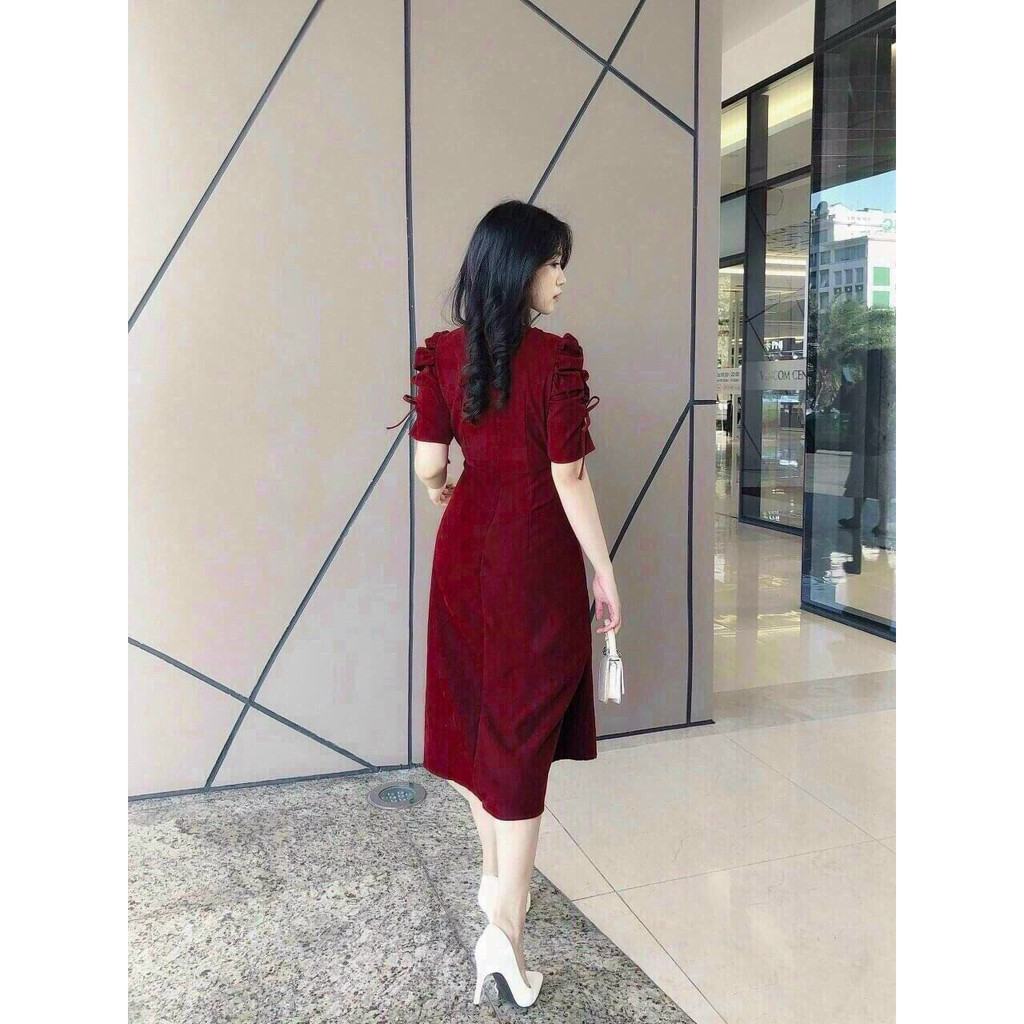 Đầm xòe nhún đính cườm thanh lịch Rose Fashion