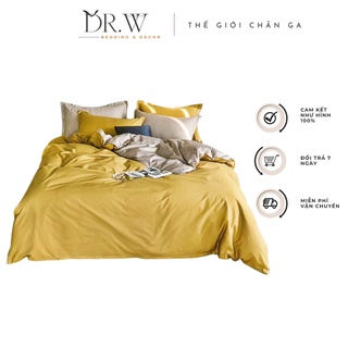 Bộ chăn ga gối cotton basic DR.W drap ga giường hàn quốc chất mát mịn họa tiết phối màu đẹp cao cấp - Thế Giới Chăn Ga