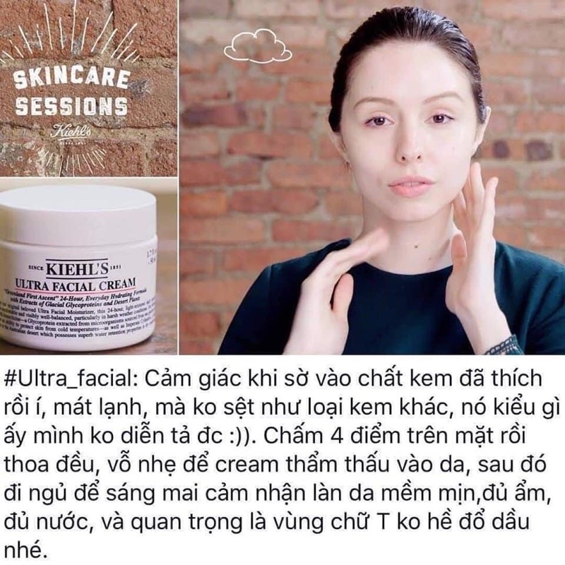 1 gói 3ml kem dưỡng ẩm Kiehl’s ultra facial cream phục hồi tái tạo da giúp da căng bóng đều màu 3ml