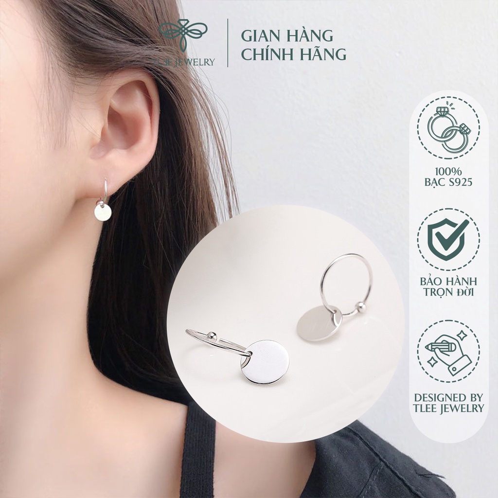 Khuyên tai bạc nữ TLEE tròn trơn mix charm dáng lạ NCJ B0143