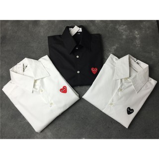 Áo sơ mi thêu trái tim unisex nam nữ unisex Couple (trắng hay đen,tim đen hay tim đỏ) [mới] [NEW]