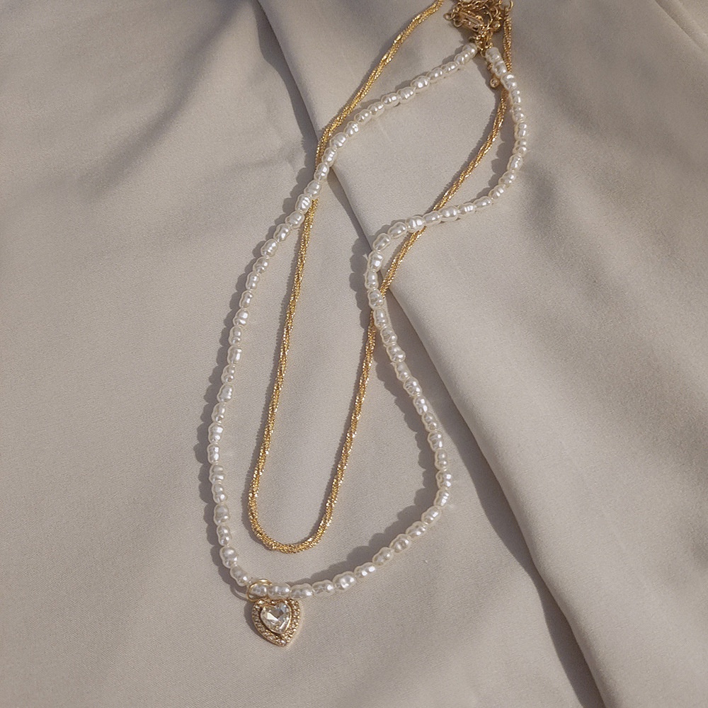 Vòng cổ Hai Lớp Đính Ngọc Trai Hình Giọt Nước Phong Cách Hàn Quốc Sang Trọng Cho Nữ