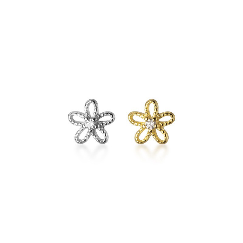 Khuyên tai bạc nữ hoa năm cánh, bông tai bạc Ý 925 mạ vàng cao cấp DUYSON SILVER (Giá bán/1 chiếc) [KNXK37]