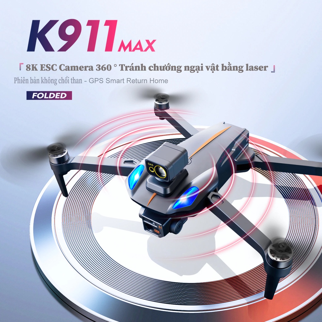 Flaycam K911 Max GPS - 2camera - Cảm Biến Tránh Vật Cản xoay 360 độ, Không Chổi Than, 5GWIF mẫu mới 2022