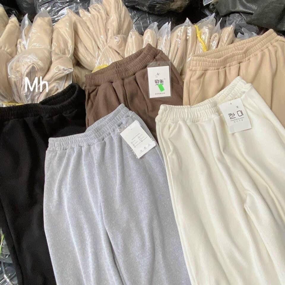 Quần jogger nỉ nữ ống rộng pass 2hand màu kem