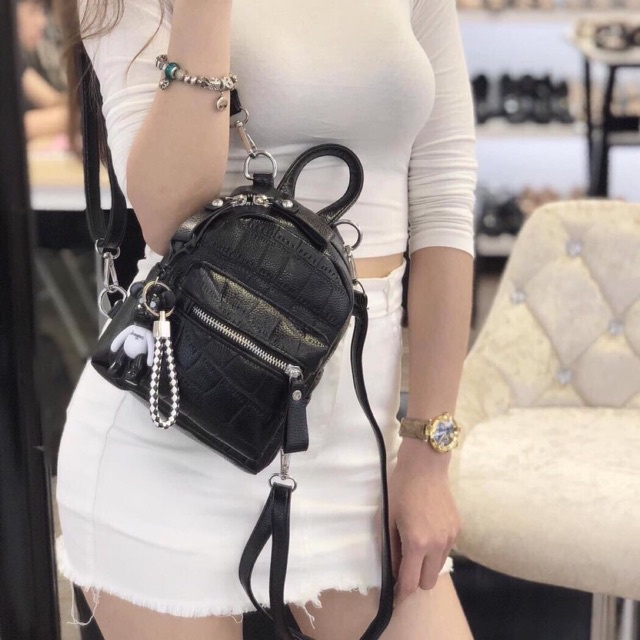 balo nữ mini đeo chéo kèm gấu Balo mini thời trang hót 2021
